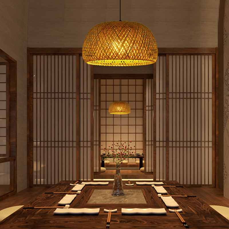 茶室禅織りランプシェードペンダントライト |Simig Lighting